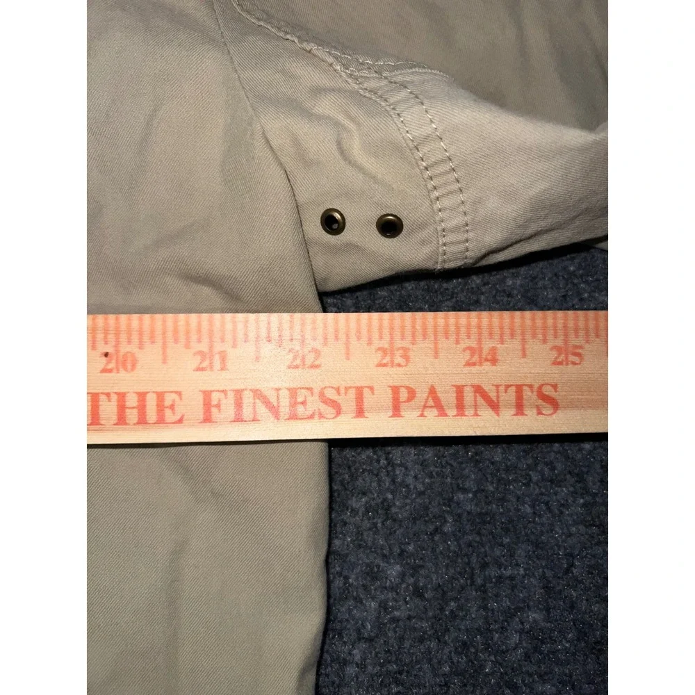 Banana Republic Mens Large Khaki Cotton Military Field Jacket Tan Mock Neck